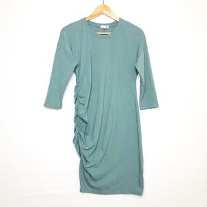 Sundry by Anthropologie olive green side ruched mini Dress
